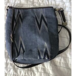Lucky Brand striped canvas crossbody and leather bag